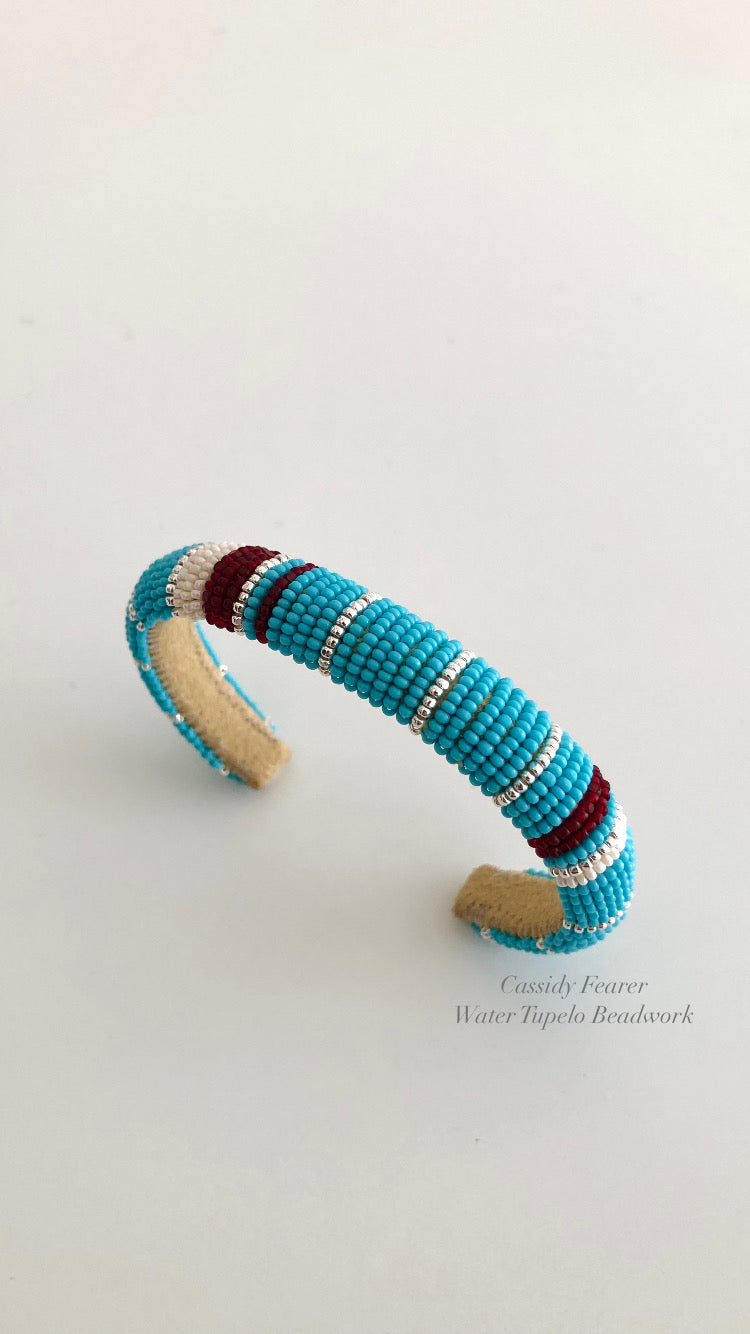 Beaded Cuff Bracelet - Silver Streams