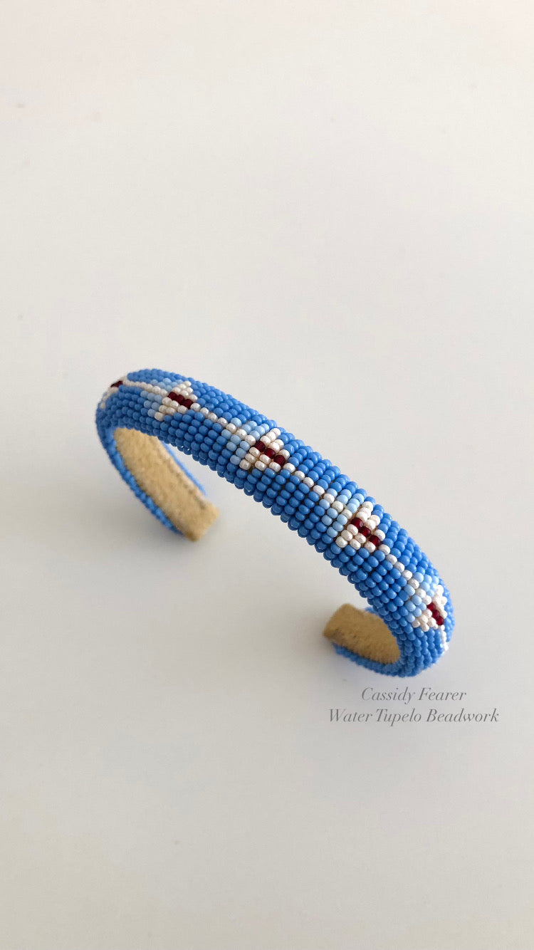 Beaded Cuff Bracelet - Deer Tracks - Periwinkle