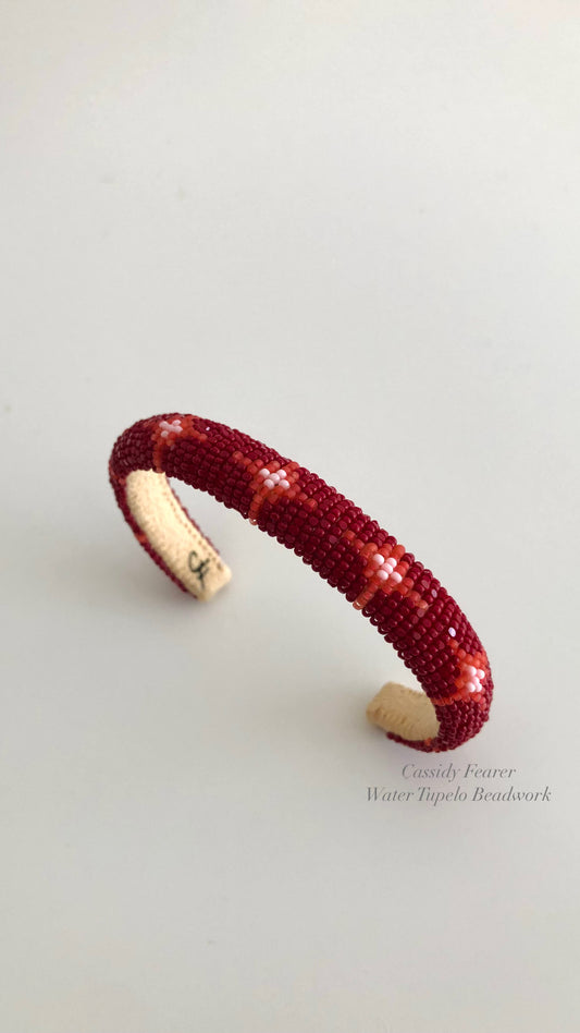 Beaded Cuff Bracelet - Seven Stars - Garnet