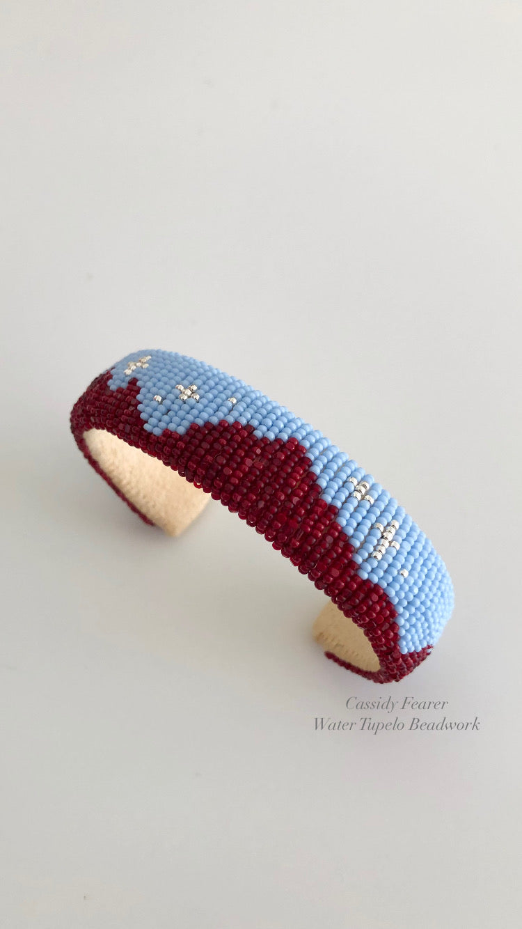 Beaded Cuff Bracelet - Homeland - Powder Blue & Garnet