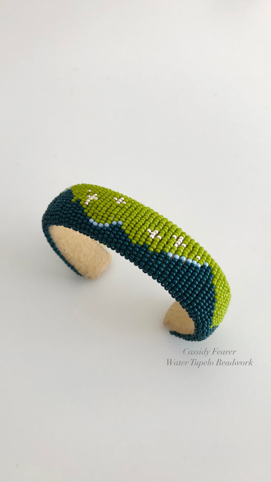 Beaded Cuff Bracelet - Homeland - Olive Green