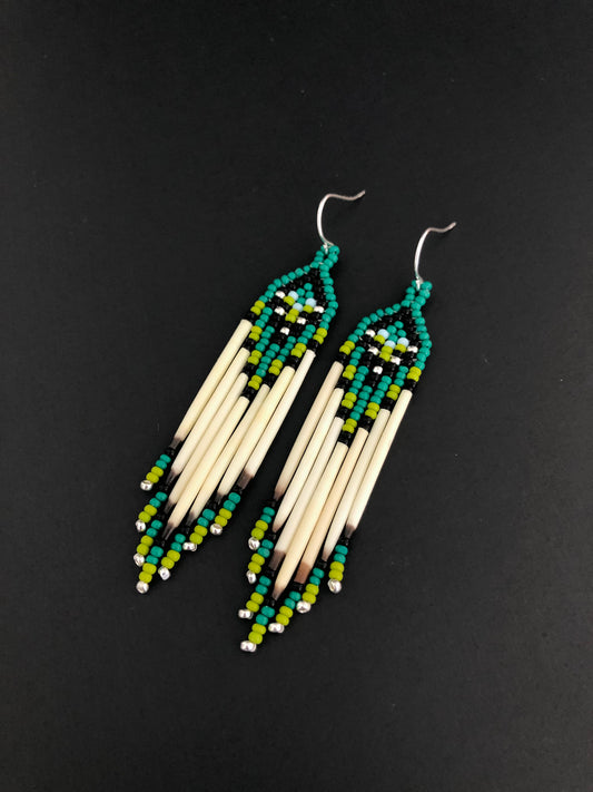 Porcupine Quill Earrings - Forest & Olive Green