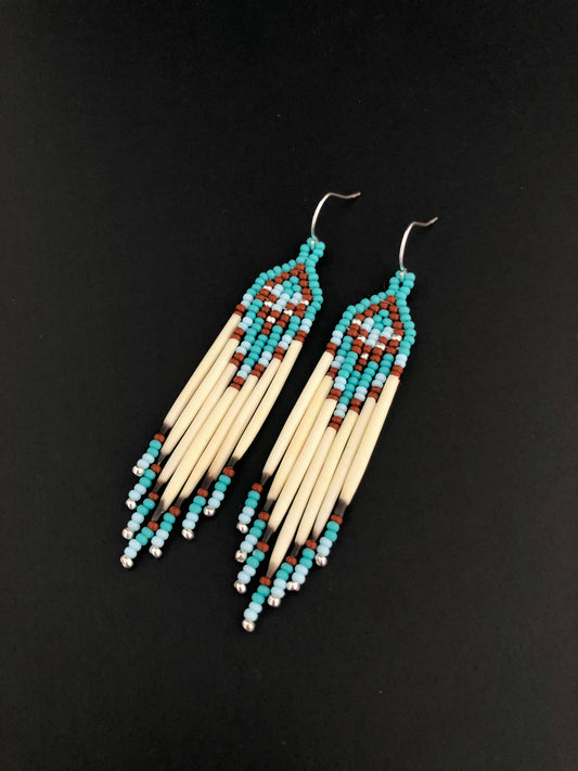 Porcupine Quill Earrings - Turquoise Green