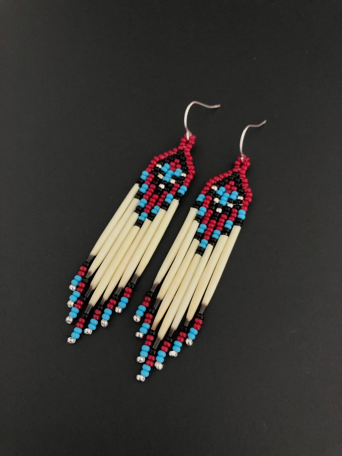 Porcupine Quill Earrings - Dark Red