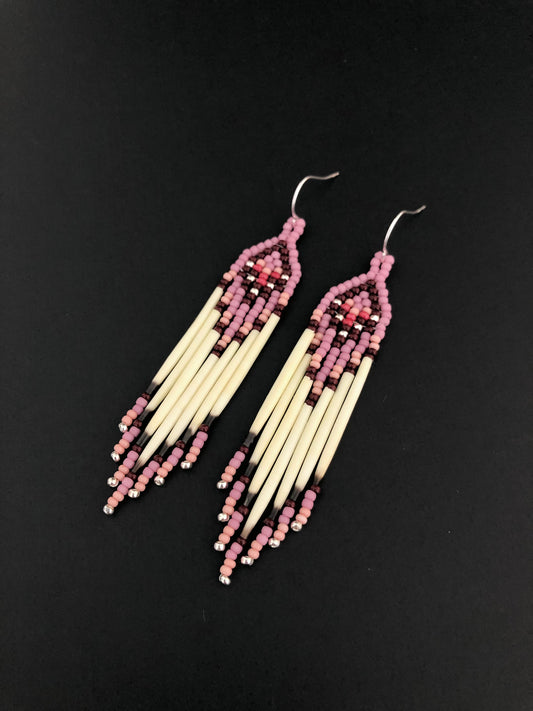 Porcupine Quill Earrings - Mauve Pink