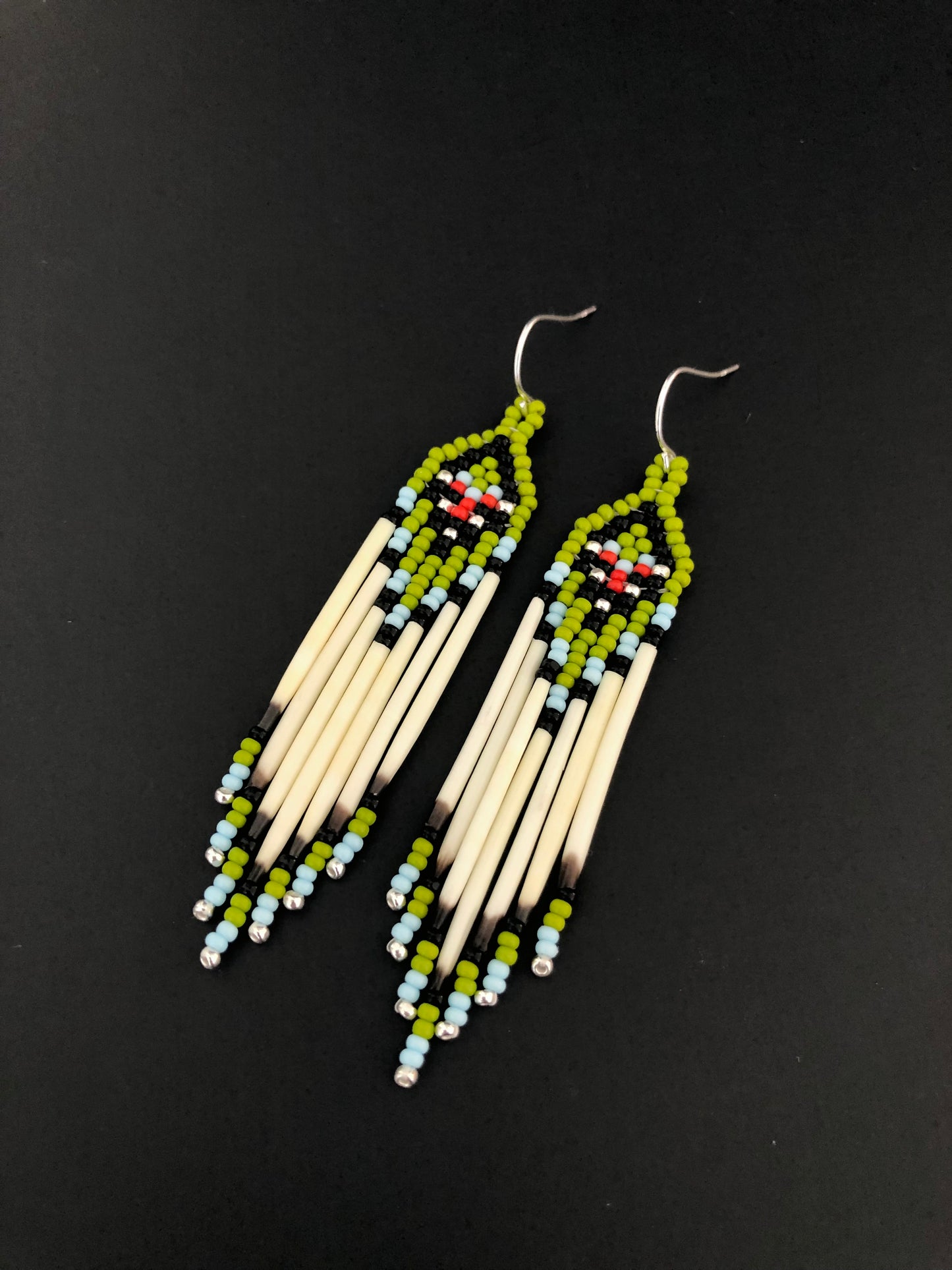Porcupine Quill Earrings - Olive Green