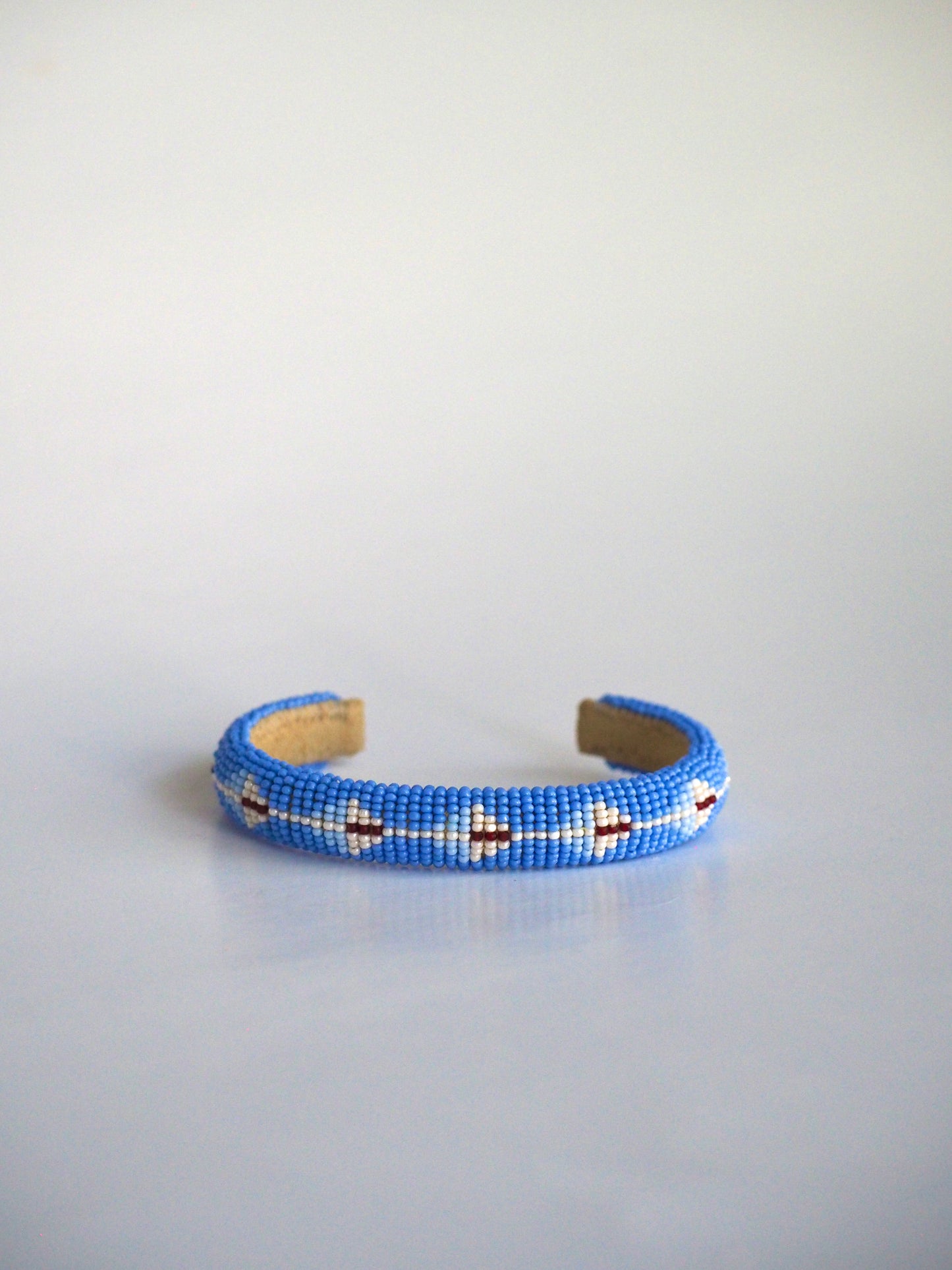 Beaded Cuff Bracelet - Deer Tracks - Periwinkle