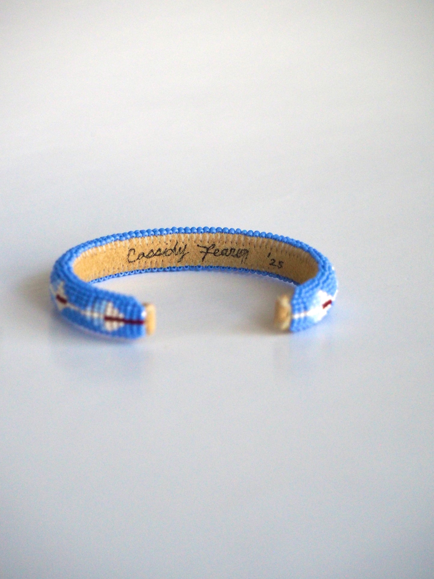 Beaded Cuff Bracelet - Deer Tracks - Periwinkle