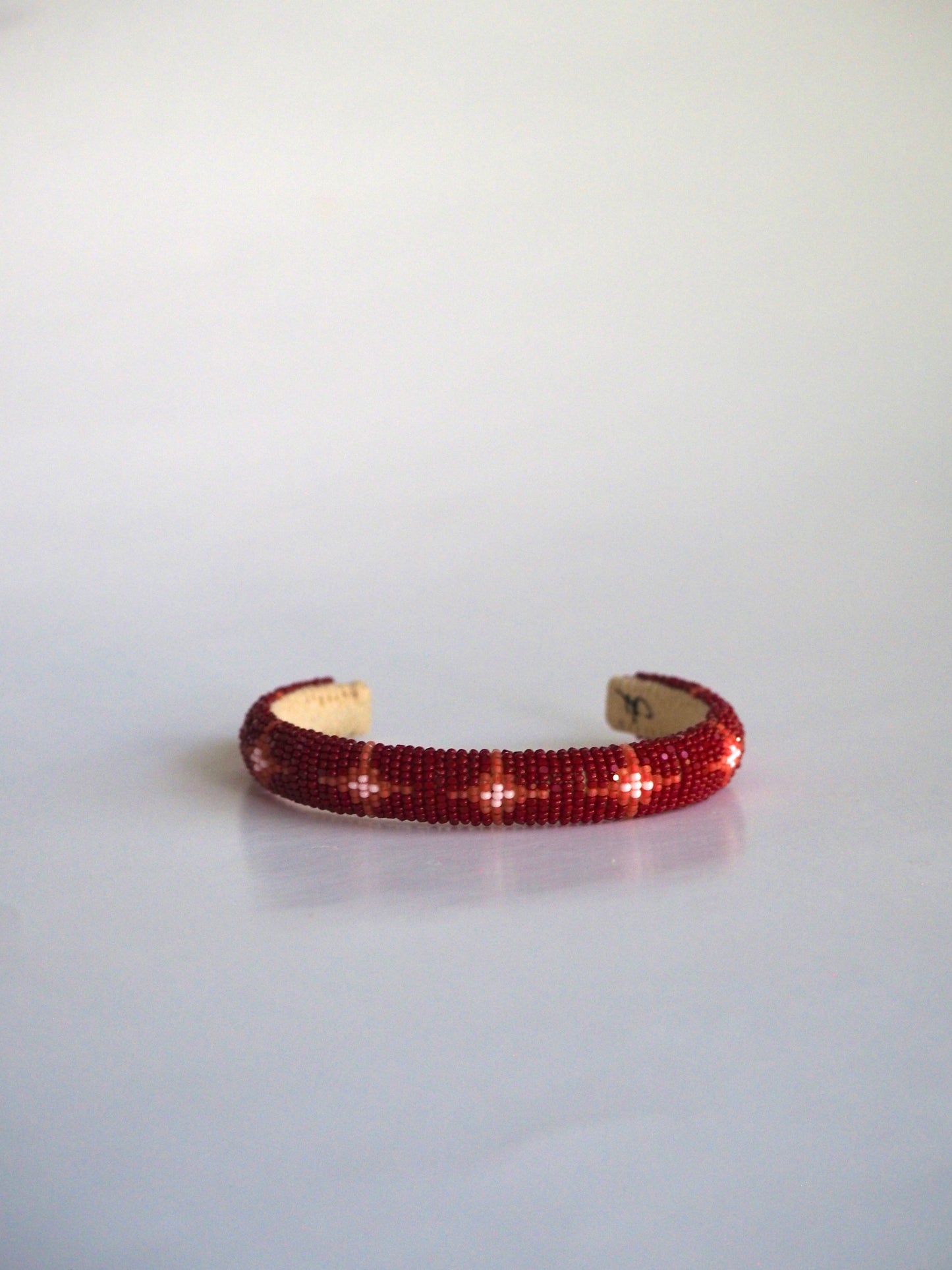 Beaded Cuff Bracelet - Seven Stars - Garnet