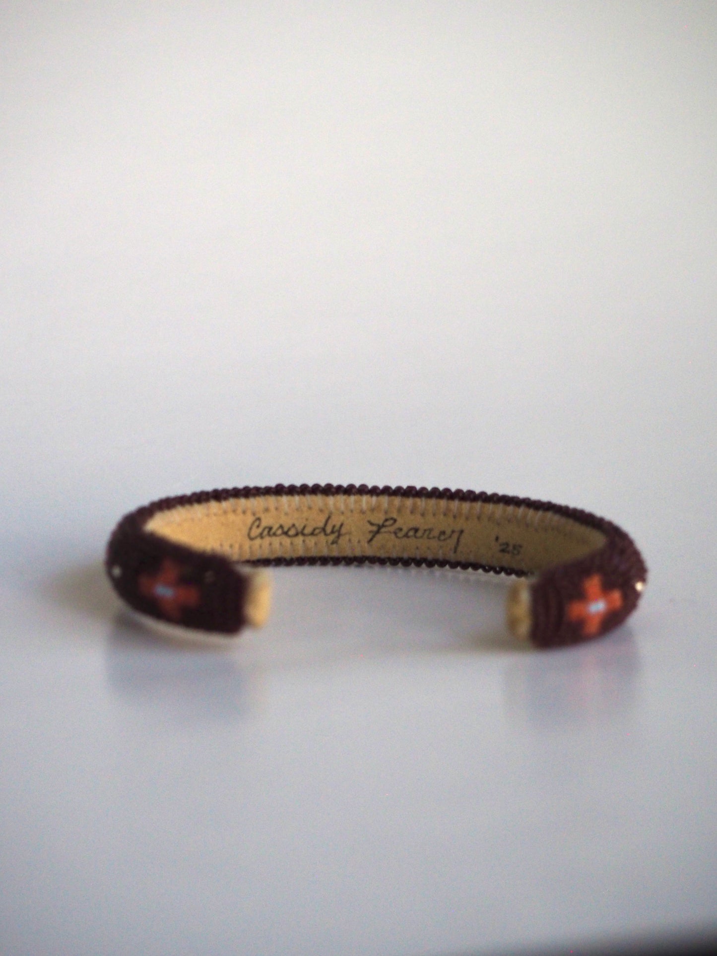 Beaded Cuff Bracelet - Four Directions - Dark brown