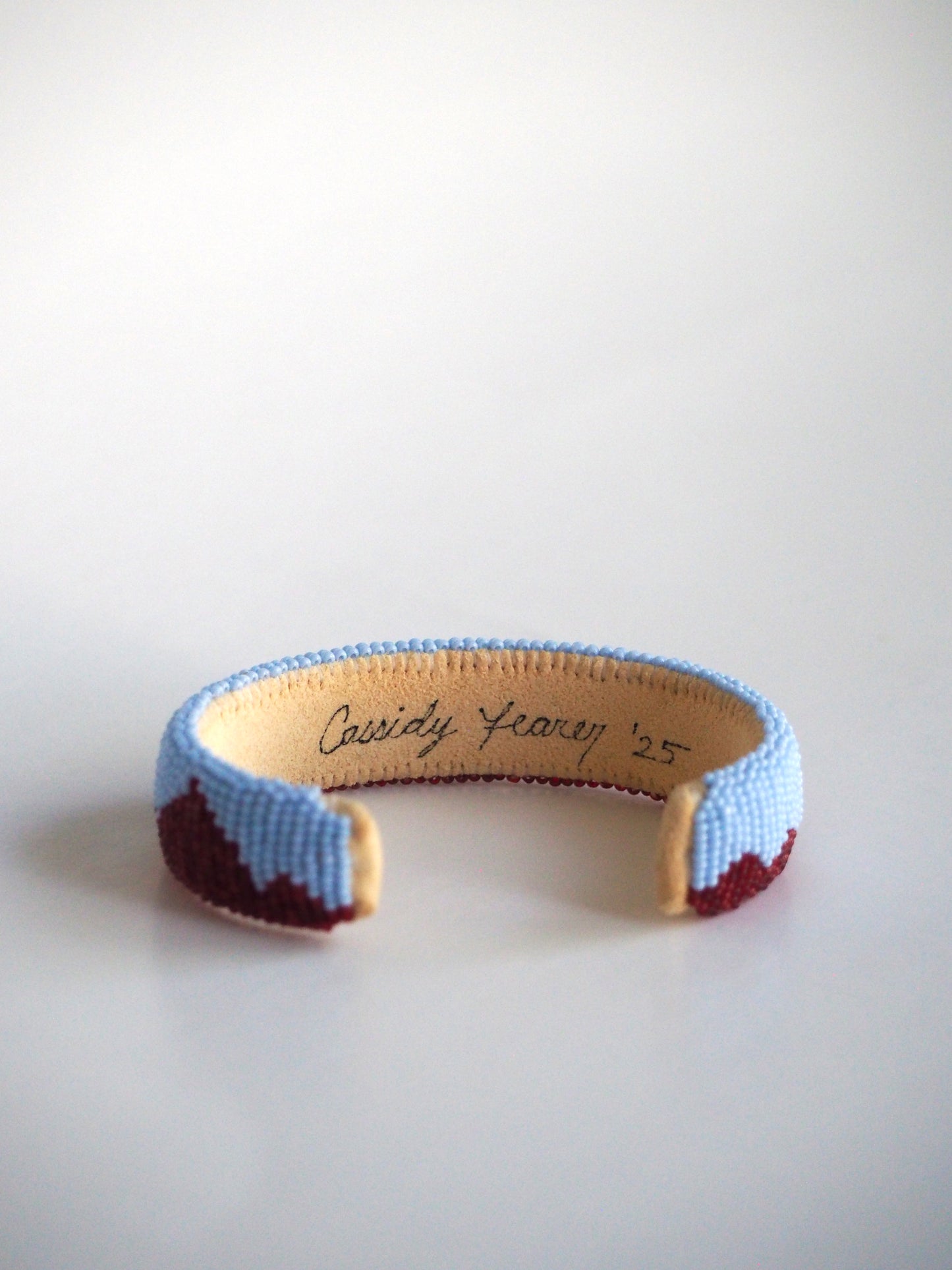 Beaded Cuff Bracelet - Homeland - Powder Blue & Garnet