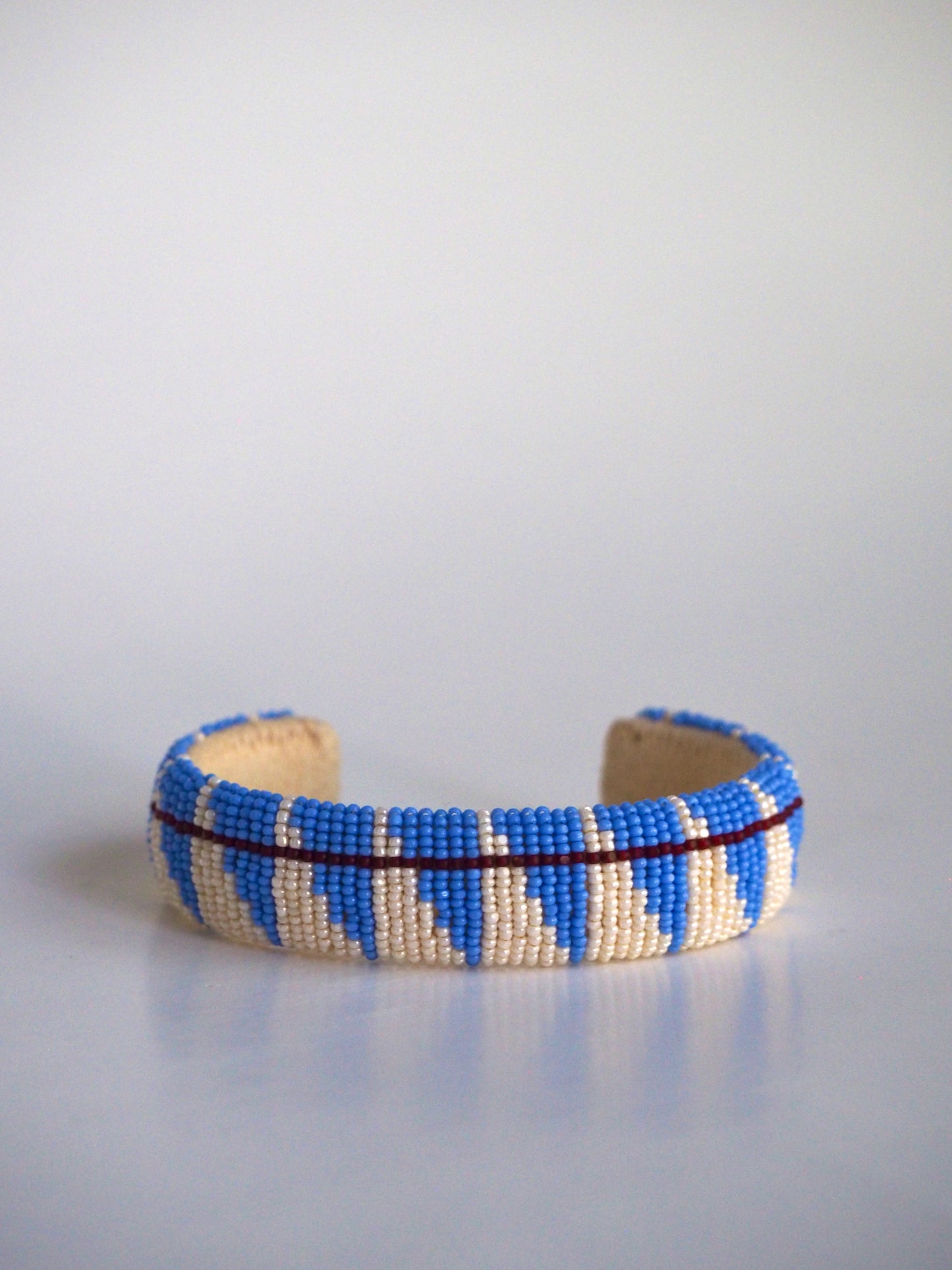 Beaded Cuff Bracelet - Straight Path - Periwinkle Blue