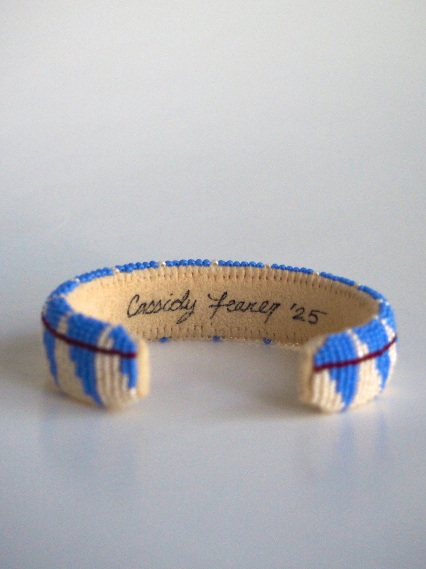 Beaded Cuff Bracelet - Straight Path - Periwinkle Blue