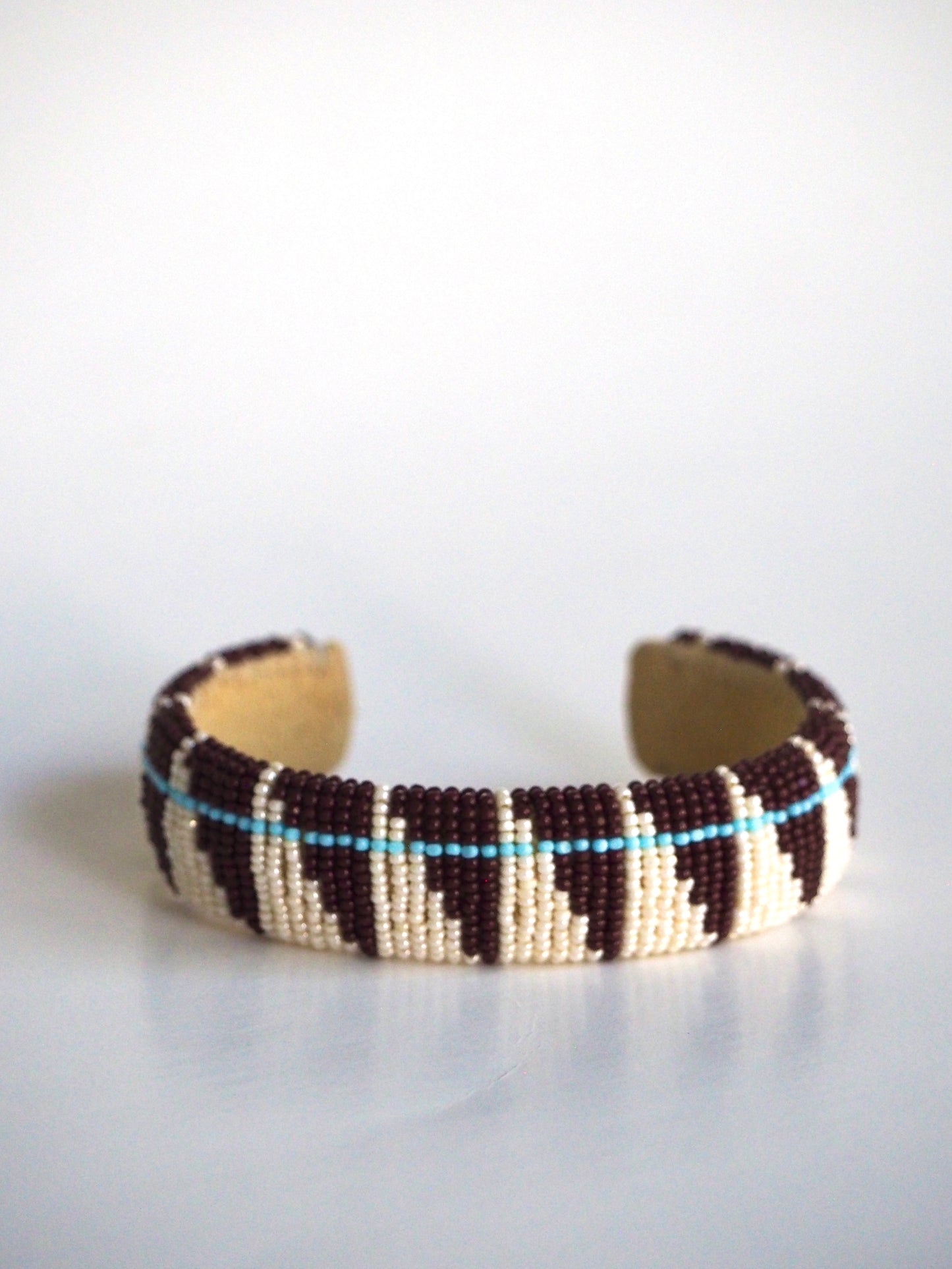 Beaded Cuff Bracelet - Straight Path - Dark Brown