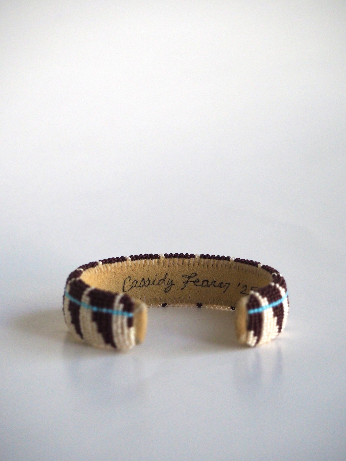 Beaded Cuff Bracelet - Straight Path - Dark Brown