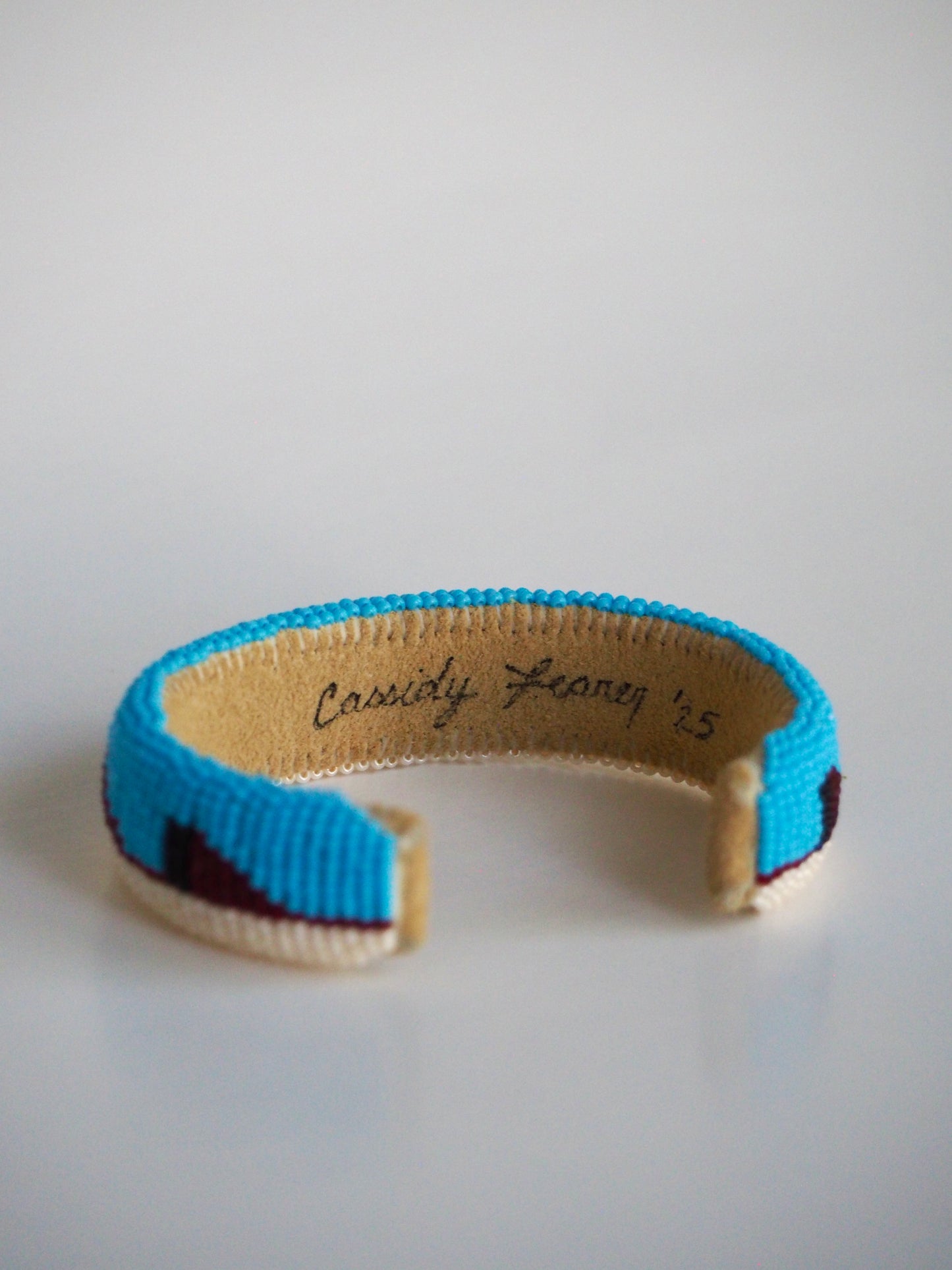 Beaded Cuff Bracelet - Moving Mountains - Light Turquoise Blue