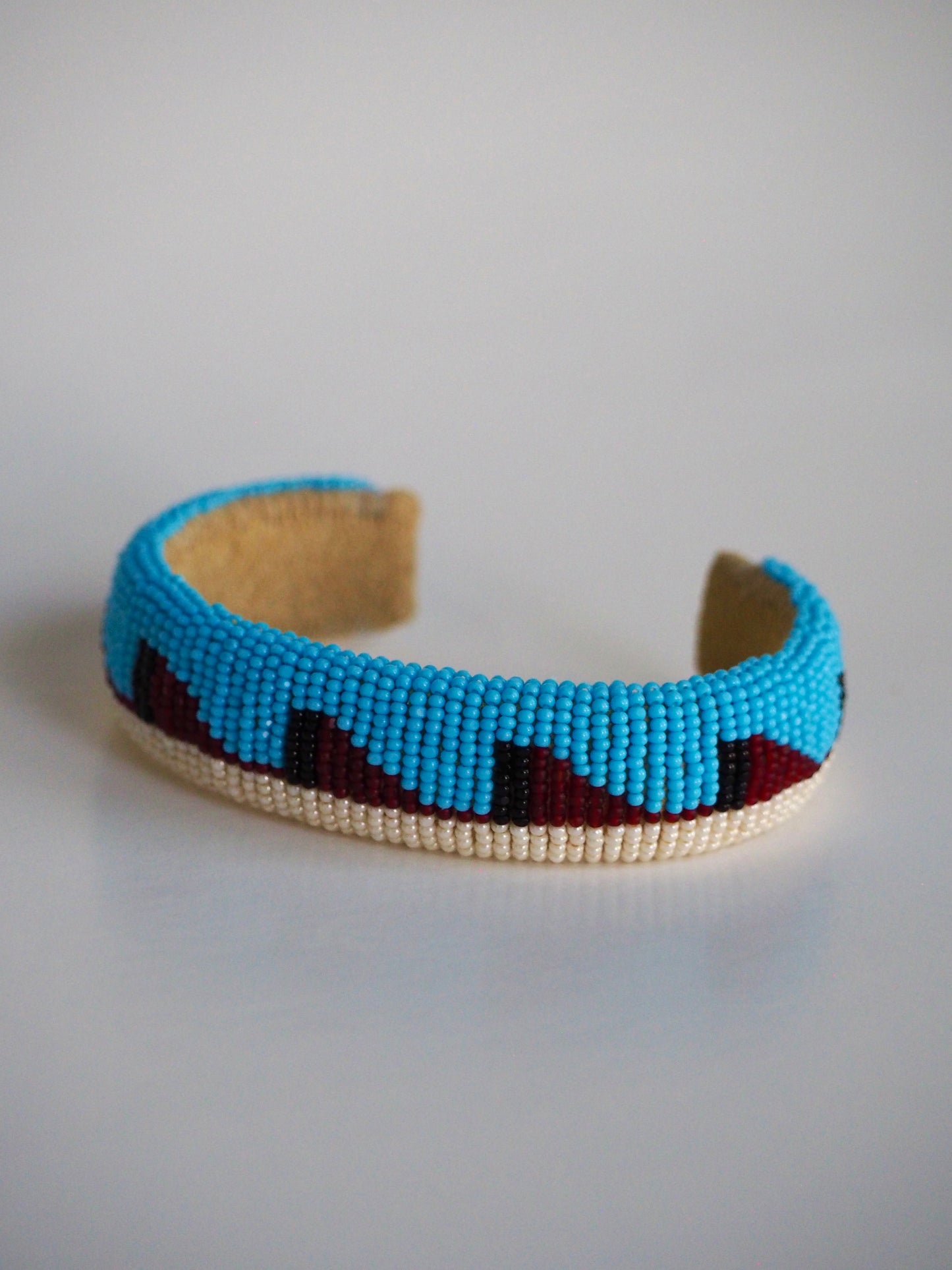 Beaded Cuff Bracelet - Moving Mountains - Light Turquoise Blue