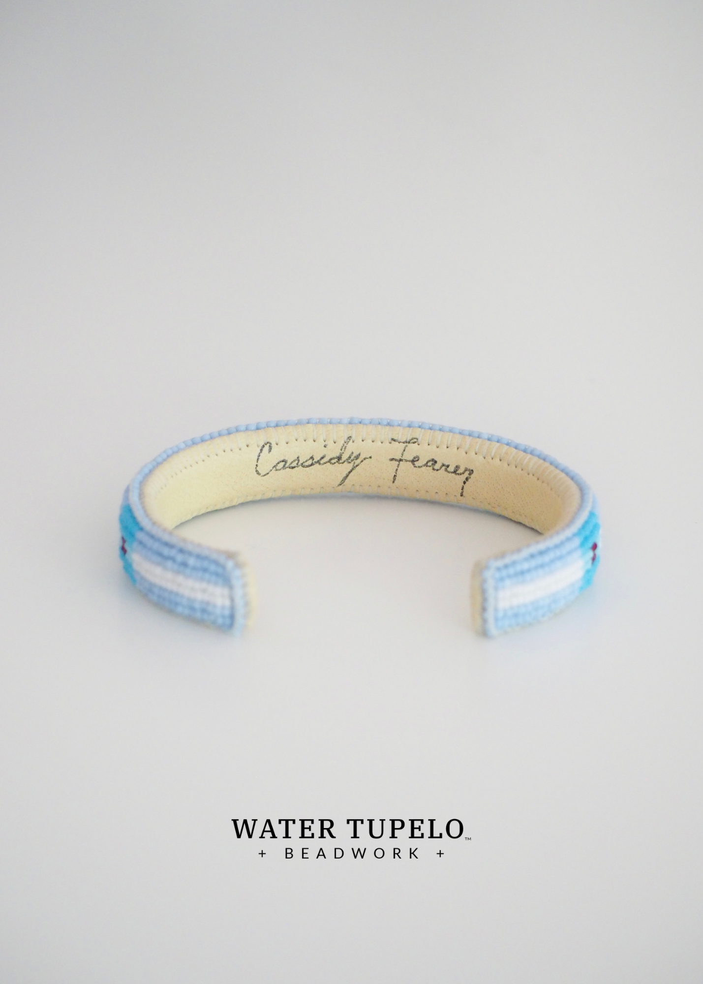 Beaded Cuff Bracelet - River Runs Through - Powder Blue & Light Blue