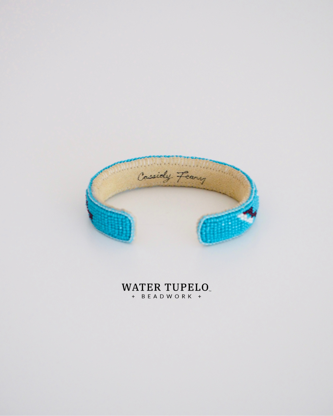 Beaded Cuff Bracelet - River Flowing - Turquoise Blue