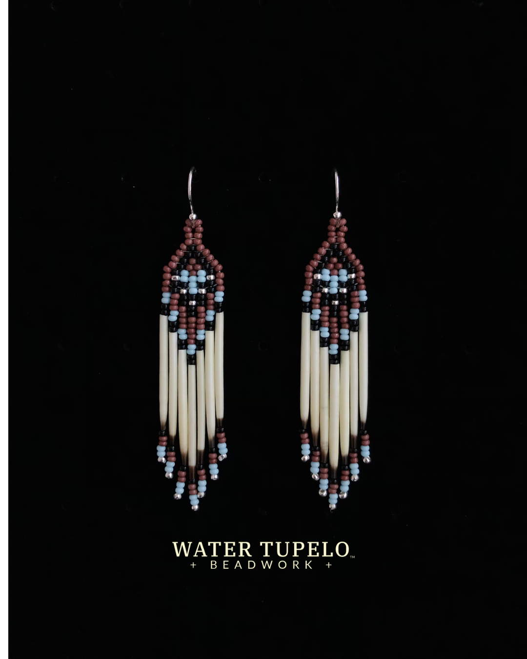 Porcupine Quill Earrings - Earth Brown & Sky Blue