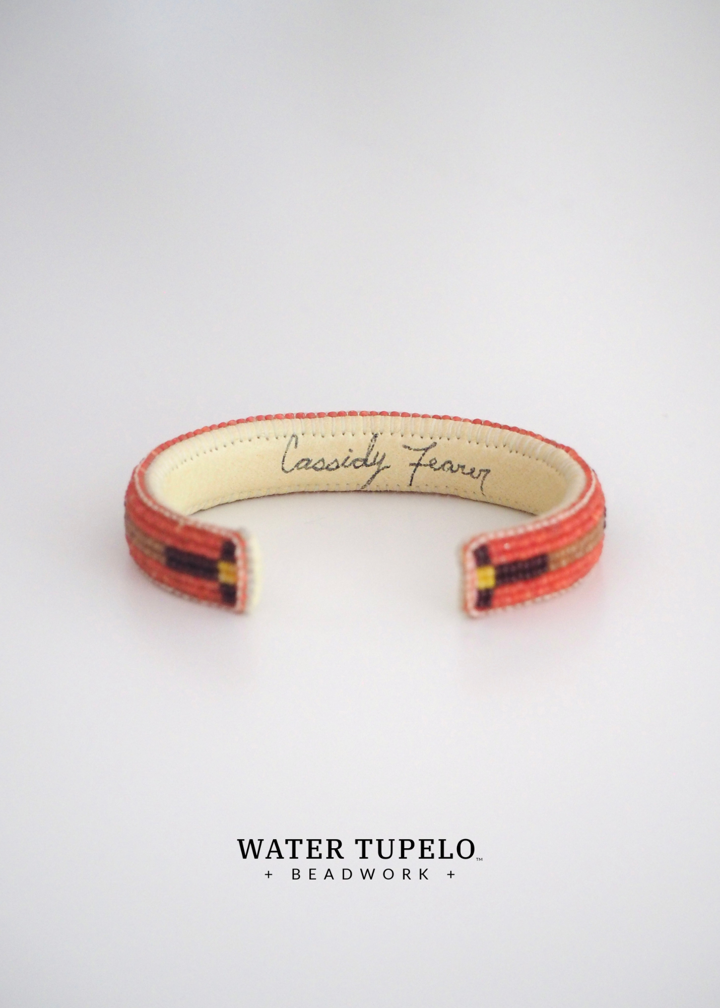 Beaded Cuff Bracelet - Four Directions - Dusty Rose & Dark Brown