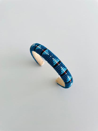 Beaded Cuff Bracelet - Denim & Light Blue