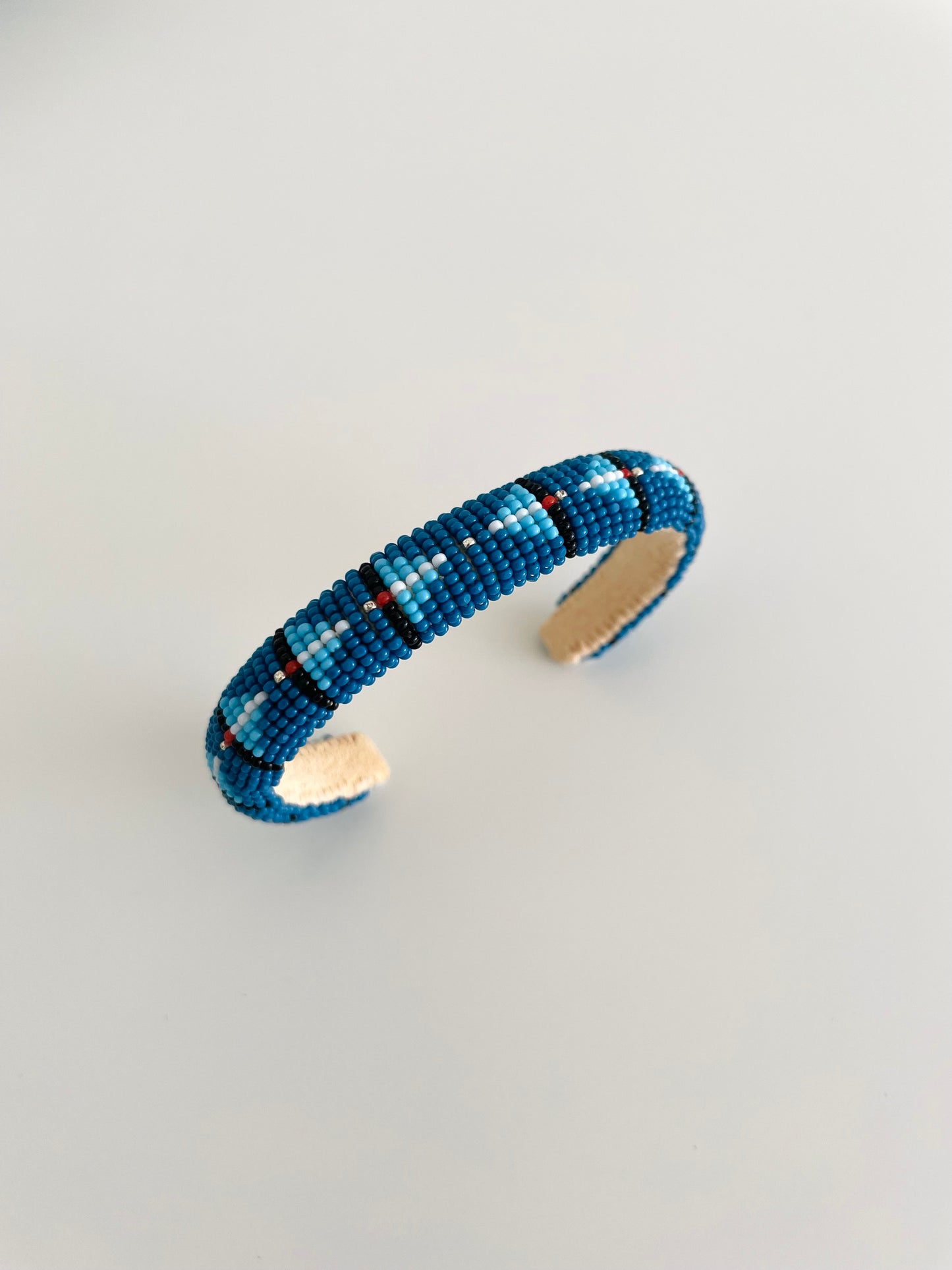 Beaded Cuff Bracelet - Denim & Light Blue