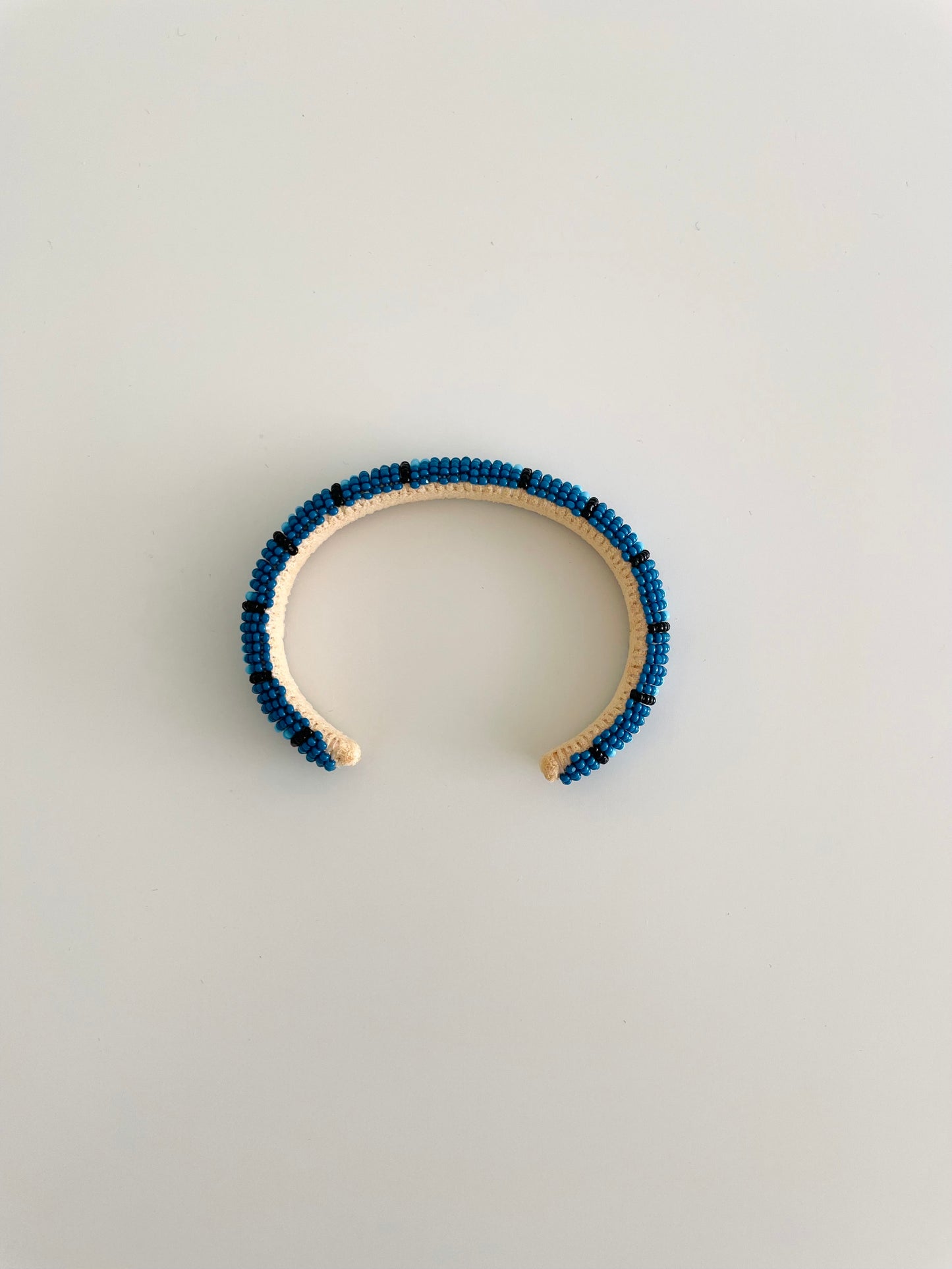 Beaded Cuff Bracelet - Denim & Light Blue