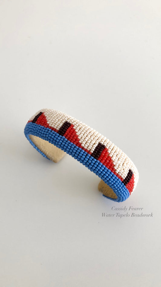 Beaded Cuff Bracelet - Moving Mountains - Hyacinth Orange