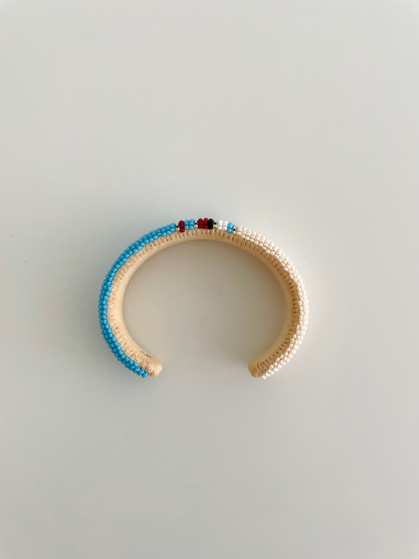 Beaded Cuff Bracelet - Turquoise & Off White Modern