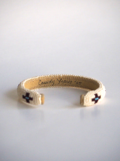 Beaded Cuff Bracelet - Four Directions - Winter White