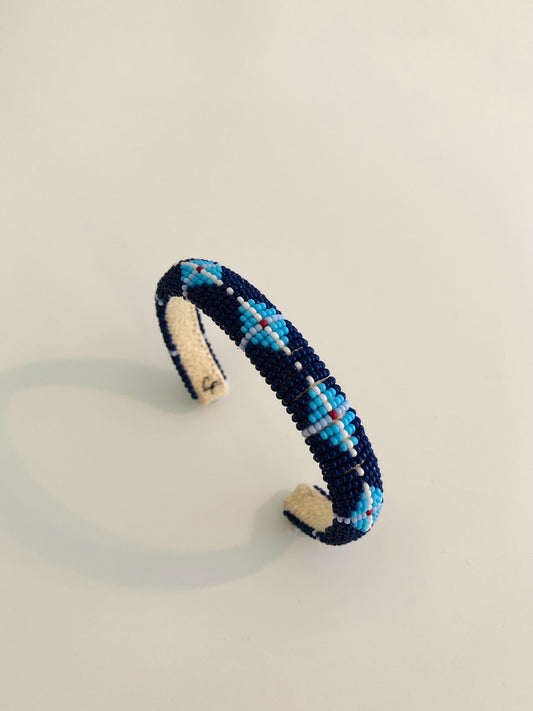 Beaded Cuff Bracelet - Dark Blue