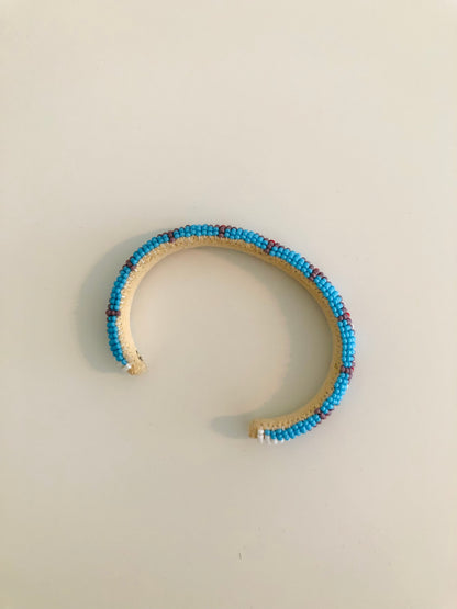 Beaded Cuff Bracelet - Light Blue Turquoise