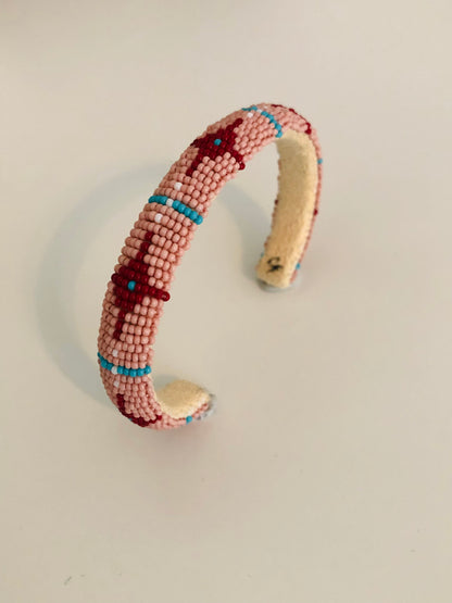 Beaded Cuff Bracelet - Cheyenne Pink