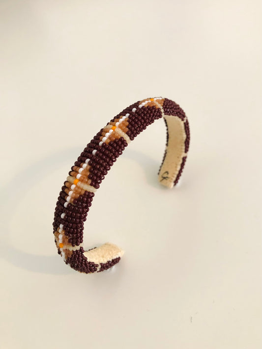 Beaded Cuff Bracelet - Dark Brown