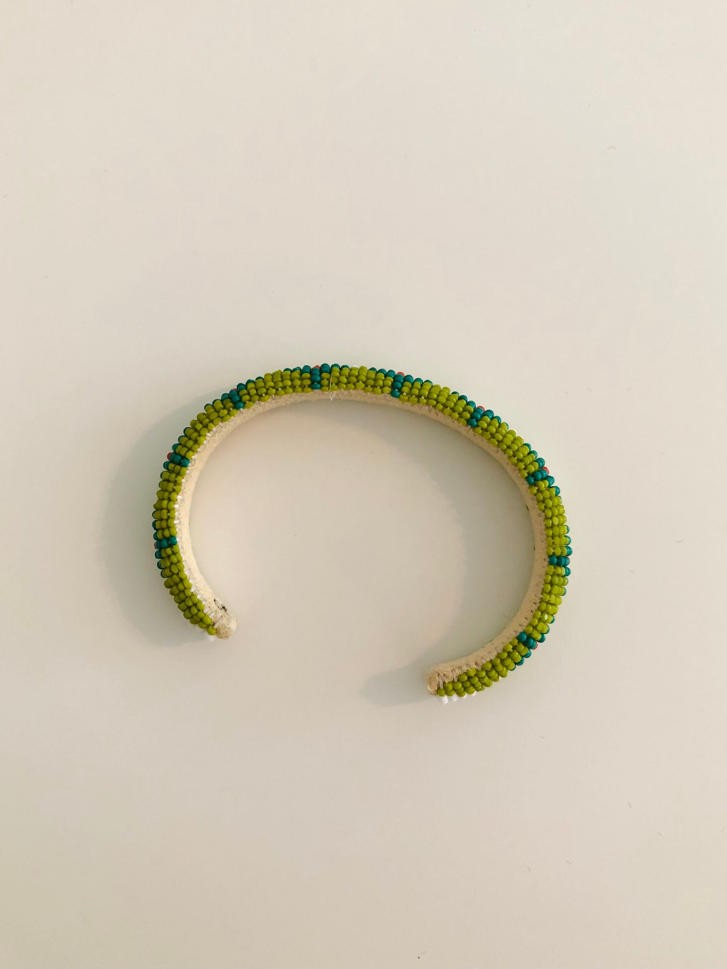 Beaded Cuff Bracelet - Olive Green