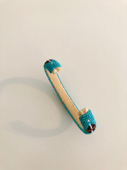 Beaded Cuff Bracelet - Blue Turquoise 3/8"