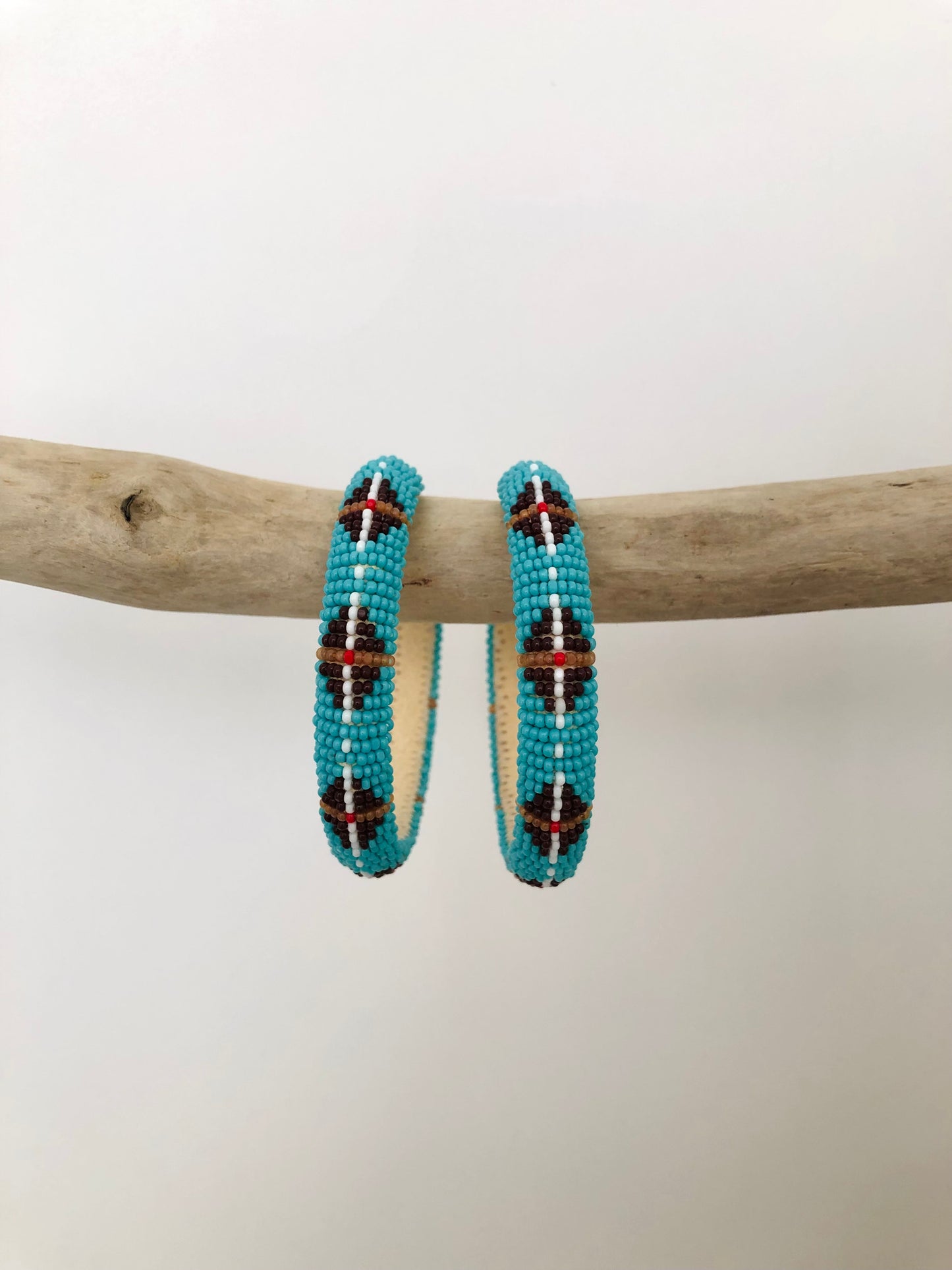 Beaded Hoop Earrings - Turquoise Blue