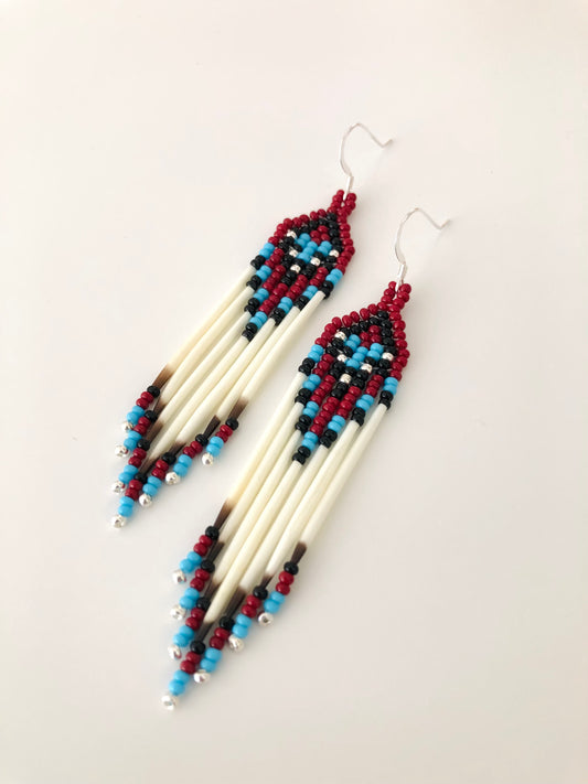 Porcupine Quill Earrings - Dark Red