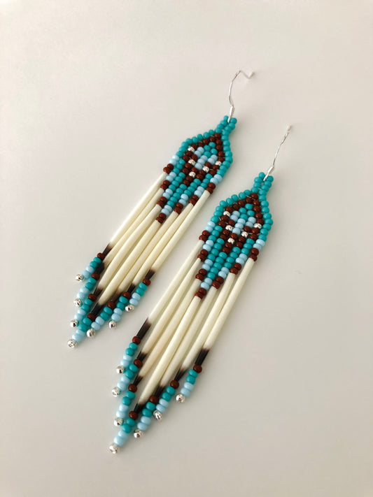 Porcupine Quill Earrings - Turquoise Green