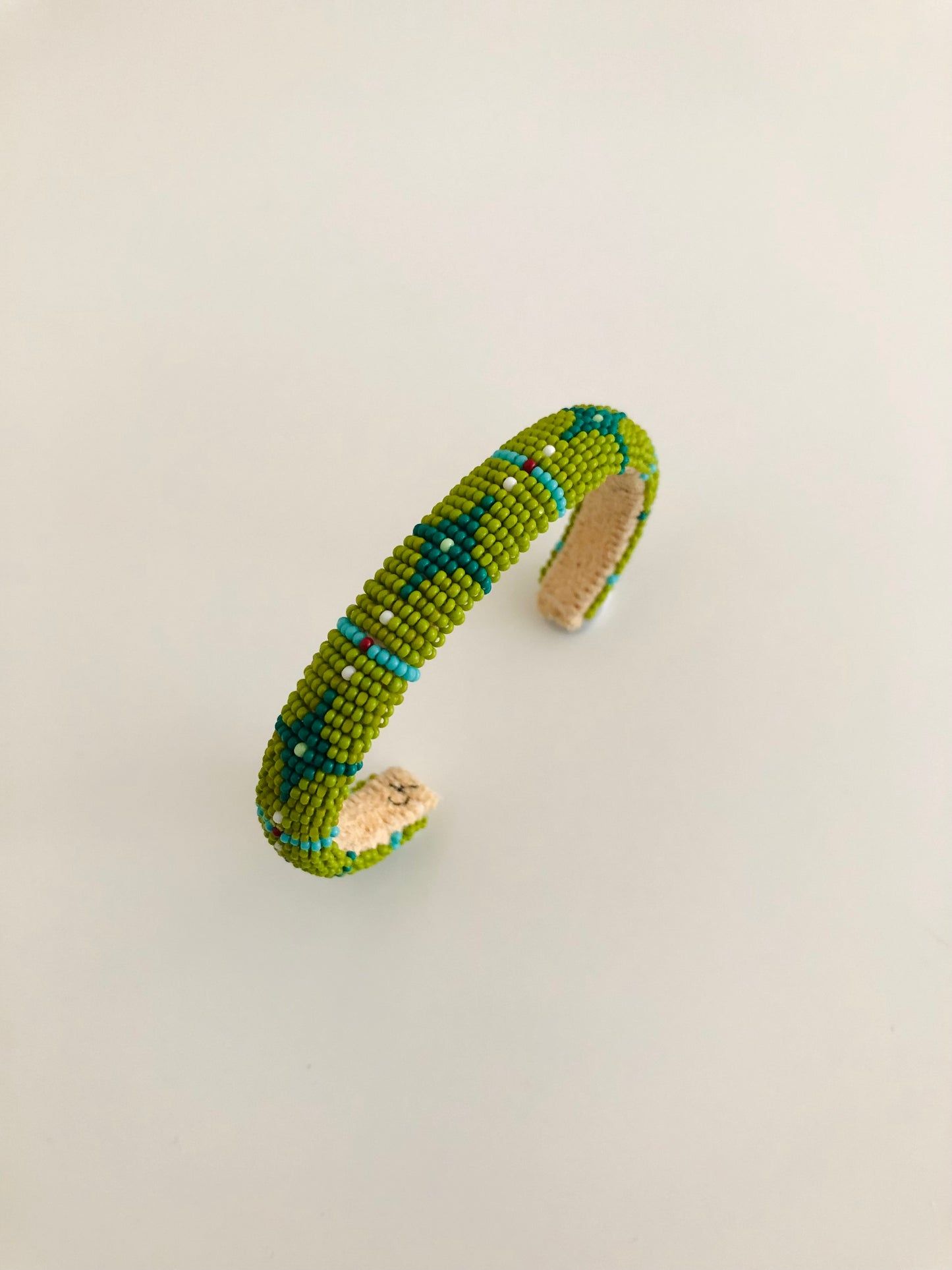 Beaded Cuff Bracelet - Green Star