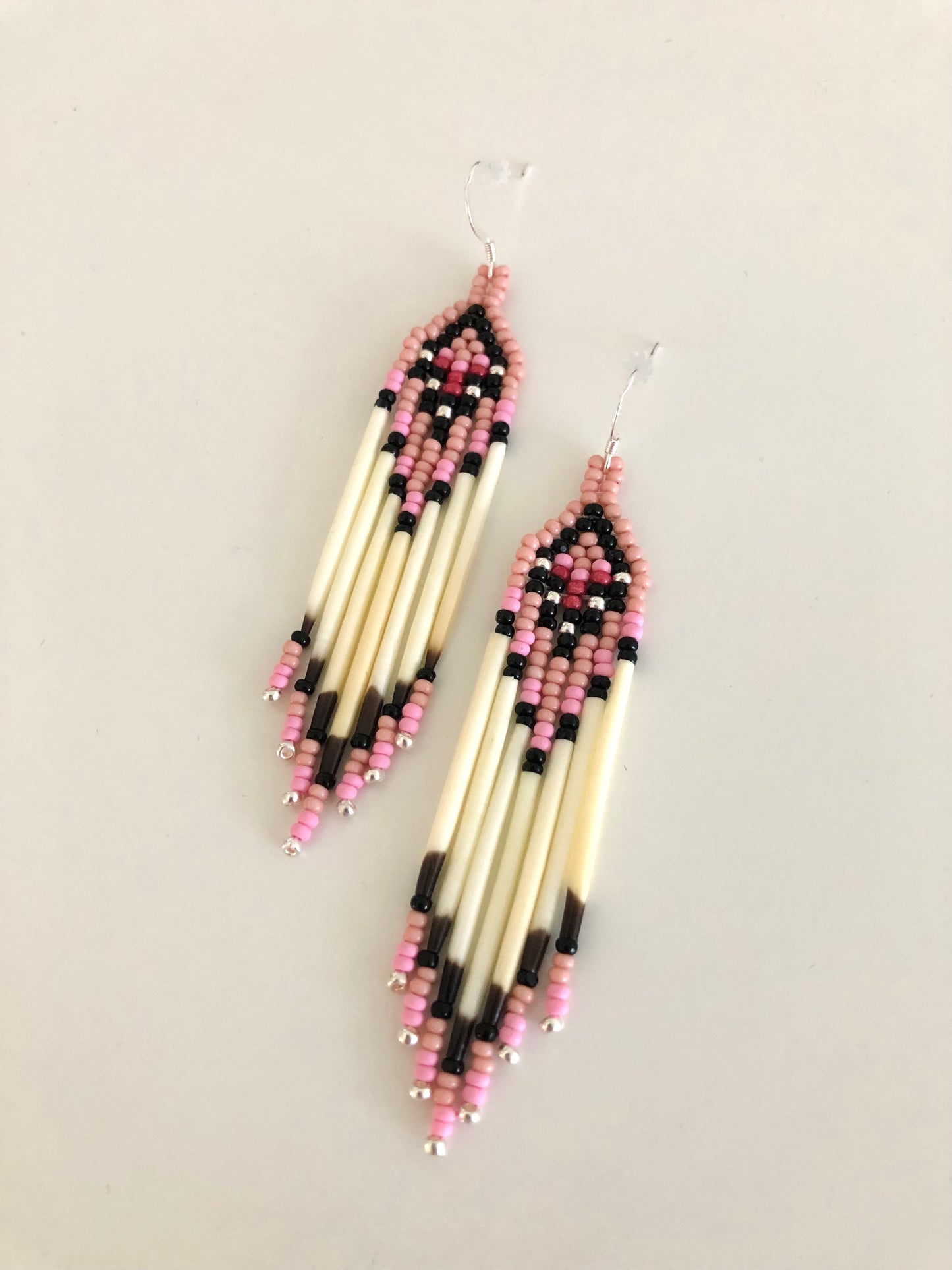 Porcupine Quill Earrings - Cheyenne Pink & Black