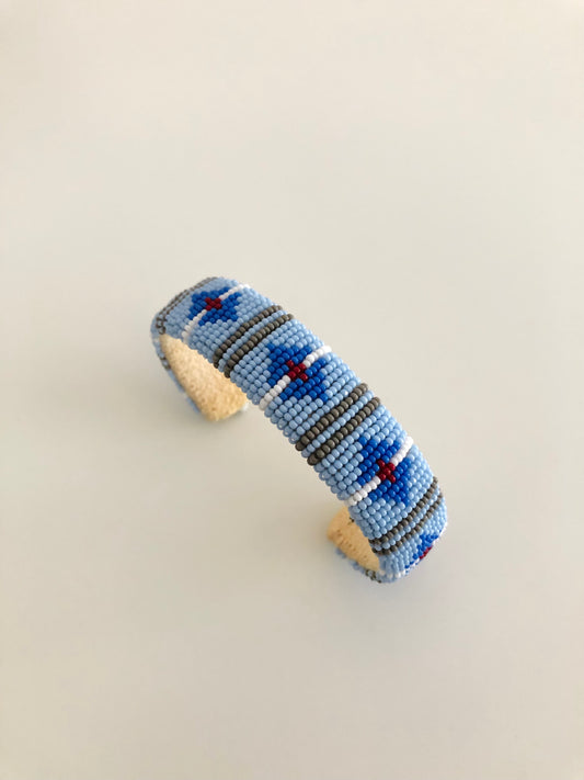 Beaded Cuff Bracelet - Powder Blue & Periwinkle