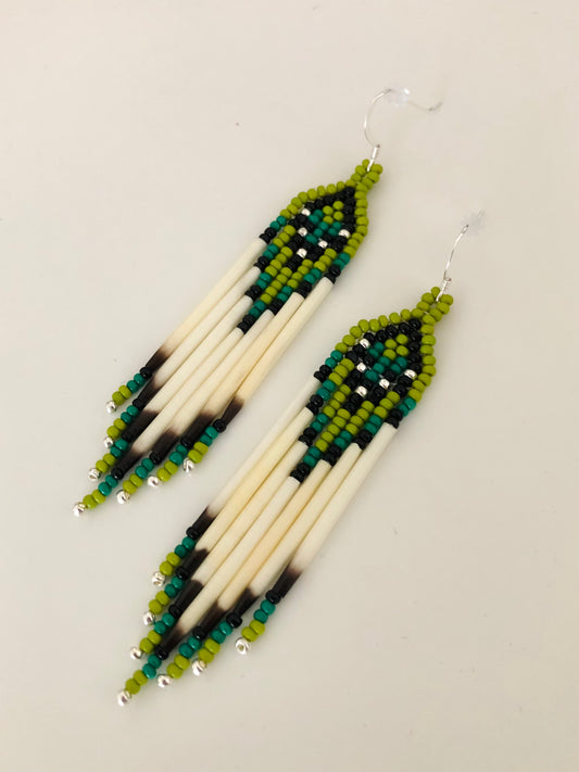 Porcupine Quill Earrings - Olive & Forest Green