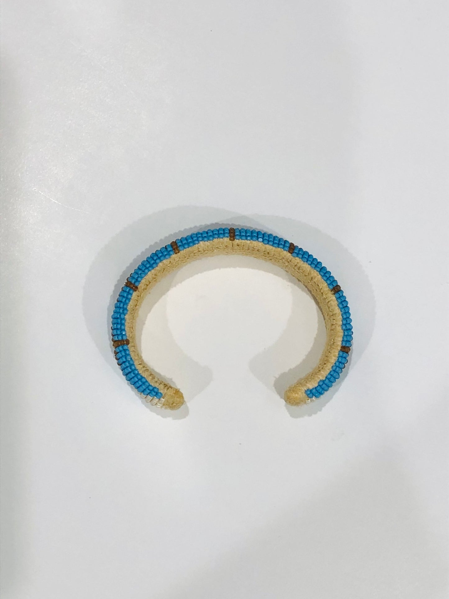 Beaded Cuff Bracelet - Turquoise Blue, Topaz & Gold