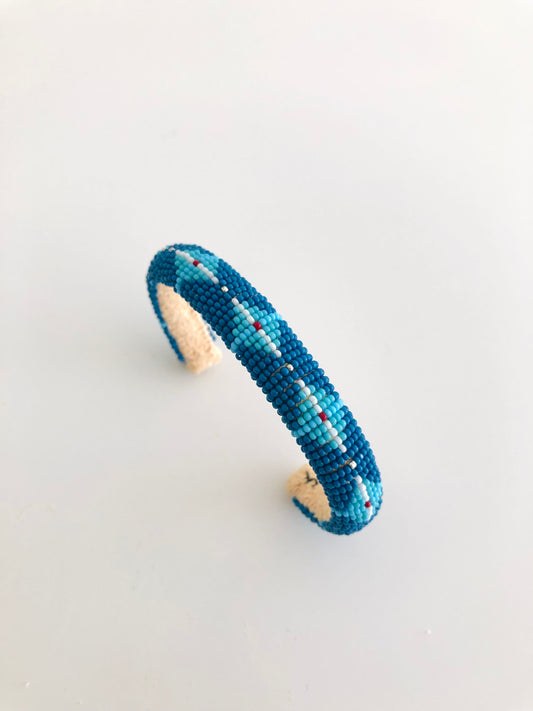 Beaded Cuff Bracelet - Denim Blue & Turquoise