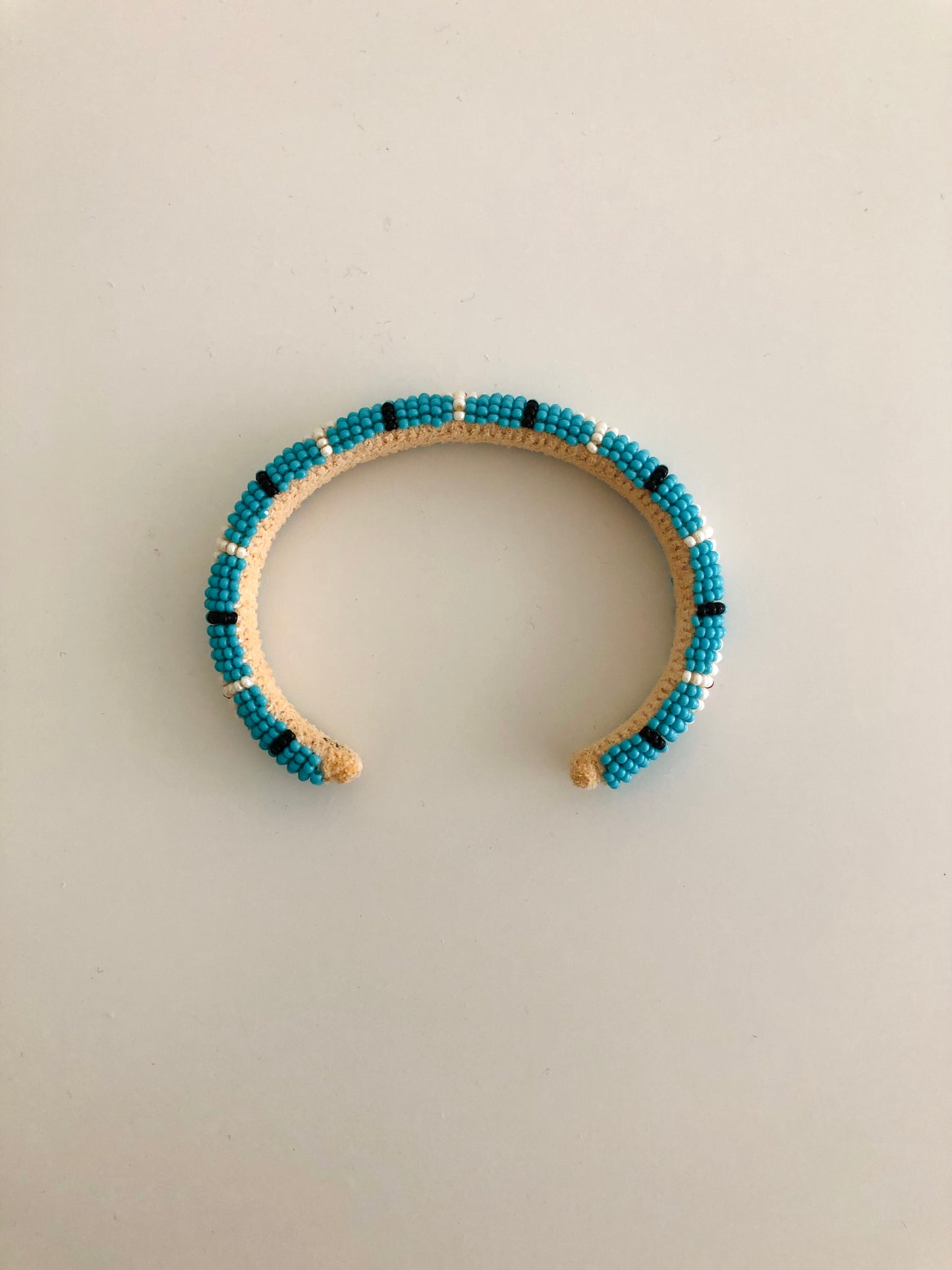 Beaded Cuff Bracelet - Off White & Turquoise