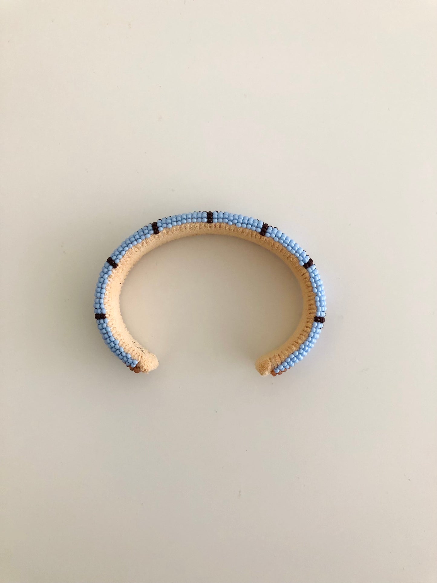 Beaded Cuff Bracelet - Powder Blue & Dark Brown