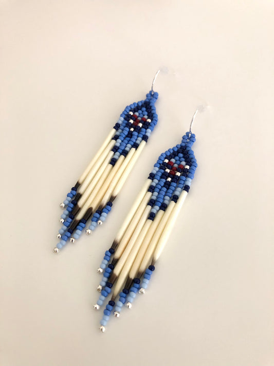 Porcupine Quill Earrings - Sapphire Blue & Periwinkle