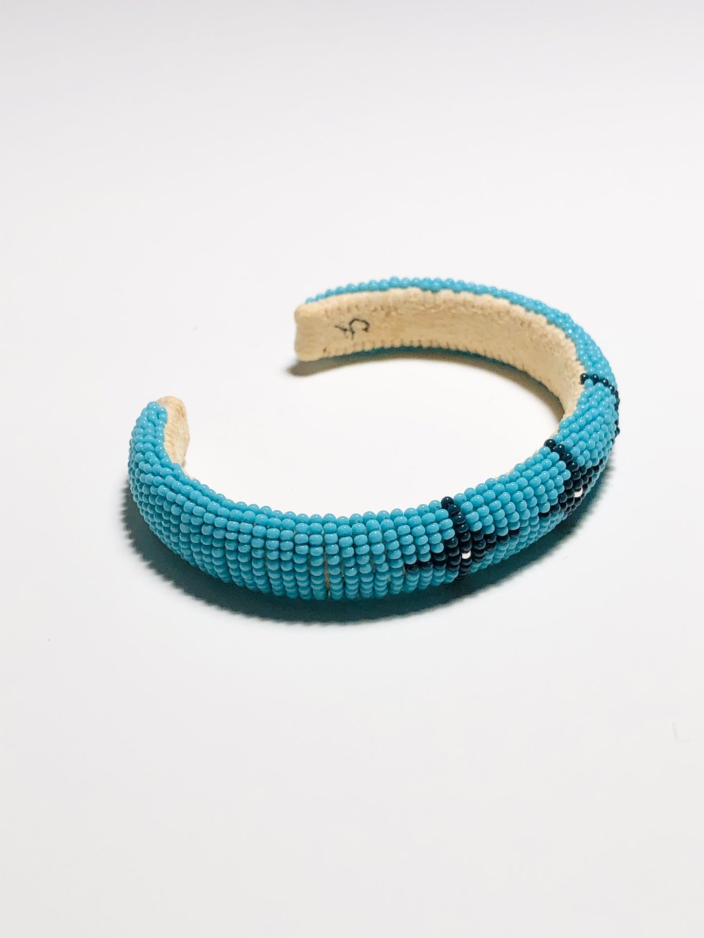 Beaded Cuff Bracelet - Three Stars - Turquoise Blue & Hunter Green